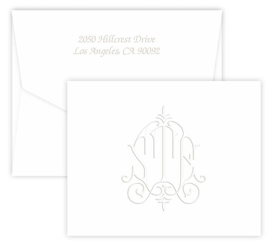 Whitlock Monogram Embossed Folded Note Cards